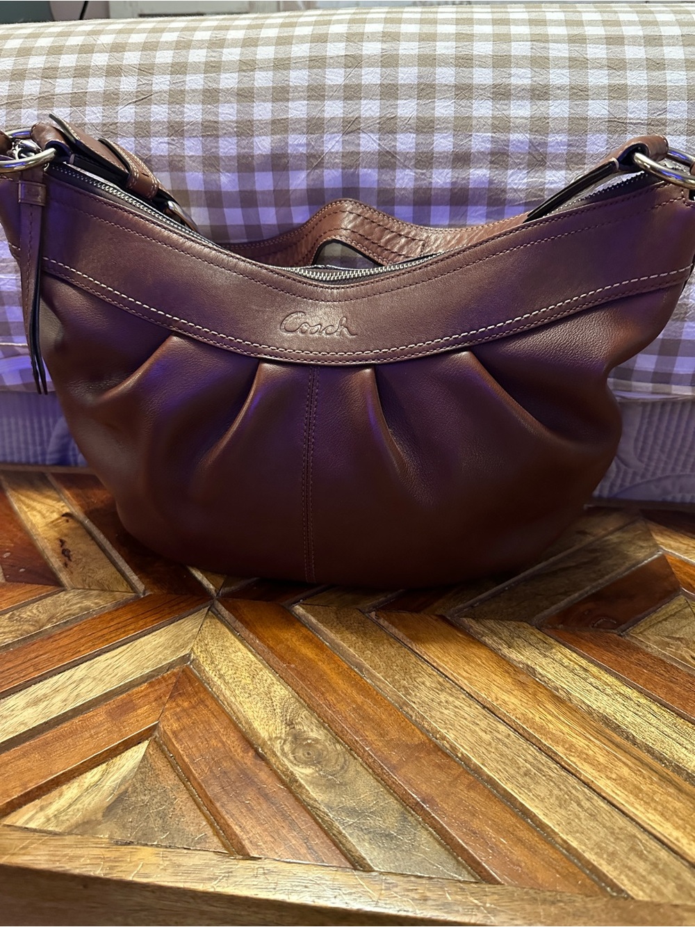 Coach Brown Leather Shoulder Hobo Bag with Matching Wallet - Picture 2 of 15